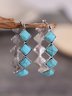 Turquoise Geometric Hoop Earrings Ethnic Vintage Jewelry