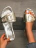 Lizard-print faux leather Buckle Slides