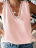 Plus Size Elegant Lace Edge Lace Tank Top