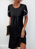 Casual Crew Neck Loose Black Dress