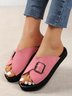 Velvet Upper Buckle Design Casual Sandals