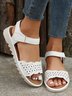 White Hollow Breathable Casual Velcro Sandals