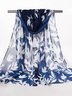 Casual Silk Blue Leaf Scarf Bohemian Vacation Women's Accessories