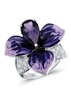 3D Lily Flower Enamel Diamond Ring Party Wedding Anniversary Gift Jewelry