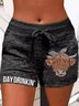 Text Letters Casual Loose Shorts