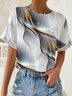 Abstract Jersey Casual Crew Neck T-Shirt