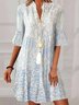 Floral Loose Casual Stand Collar Dress