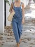 Loose Washing Process Denim Casual Jumpsuit & Romper