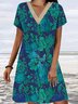 Lace Loose V Neck Casual Dress