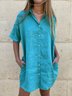 Loose Off Shoulder Sleeve Buckle Casual Dress