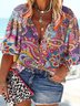Plus Size Ethnic Paisley Shirt Collar Loose Blouse
