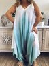 Plus Size V Neck Jersey Loose Casual Dress