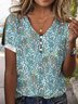 V Neck Casual Buckle Loose Shirt