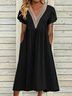 Plain Casual V Neck Loose Dress