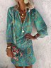 Ethnic V Neck Vacation Tunic Dress