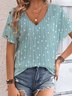 Buckle Jersey Geometric Printed  Casual V Neck Blouse