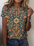 Plus Size Casual Loose Crew Neck Jersey T-Shirt