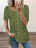Casual Loose Ethnic Crew Neck Blouse