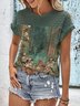 Floral Lace Crew Neck Casual Shirt