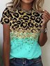 Casual Leopard Crew Neck Loose T-Shirt
