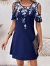 Loose Cut-Outs Casual Crew Neck Dress