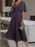 V Neck Loose Plain Casual Dress