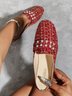 Women Plaid Pattern Faux Pearl Decor Mules