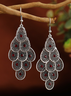 Retro Inlaid Red Gem Feather Earrings Ethnic Style Casual Women's Jewelry