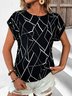 Abstract Geometric Loose Crew Neck Casual Shirt