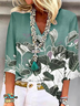 Floral Printed Casual V Neck Shirt