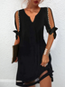 Plus Size Casual Beaded Loose Plain Dress