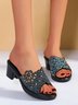 Summer Elegant Plain Chunky Heel Slide Sandals
