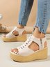 Casual Hollow out Braided Side Zip Wedge Sandals