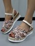 Color Fringe Beach Holiday Straw Wedge Sandals