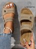 Vintage Button Decor Hollow out Comfy Slide Sandals