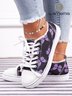 Purple Butterfly Pattern Casual Lace-Up Canvas Shoes