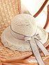 Holiday Straw Lace Bow Hat Beach Boho Women's Accessories