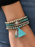 Ethnic Turquoise Metal Beaded Layered Bracelet Retro Casual Women's Jewelry