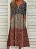 Floral Casual Notched Loose Maxi Dress