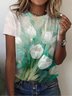 Floral Casual Loose Crew Neck T-Shirt