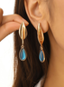 Casual Blue Clear Crystal Earrings Urban Party Women's Jewelry