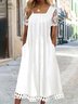 Plus Size Square Neck Casual Lace Jersey Dress