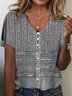 Floral Buttoned V Neck Casual Shirt