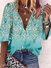 V Neck Loose Vacation Ethnic Blouse