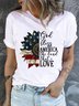 Women's Land That I love Sunflower Crew Neck Casual T-Shirt