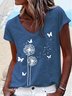 Women's Butterfly Dandelion Casual Cotton-Blend T-Shirt