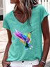 Women's Casual Bird V Neck T-Shirt