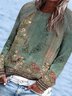 Plus Size Casual Ethnic Jersey Crew Neck Sweatshirt