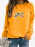 Breathable Cotton Dragonfly Logo Casual Crew Neck H-Line Long Sleeve Sweatshirt