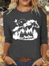 Women's Horse Lover Casual Crew Neck Cotton-Blend Shirt